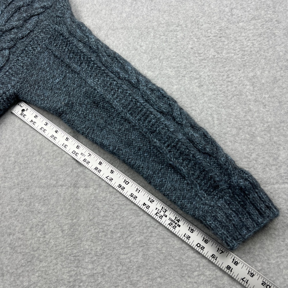 Jones New York Cardigan Women's Large Blue Alpaca Chunky Cable Knit Zip Sweater - Picture 8 of 11